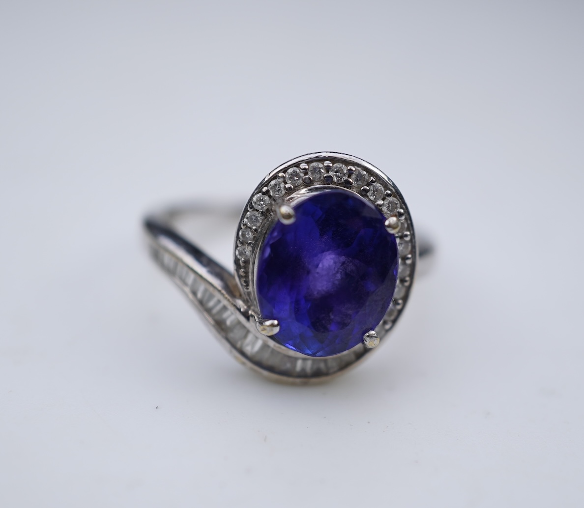 A tanzanite and diamond ring